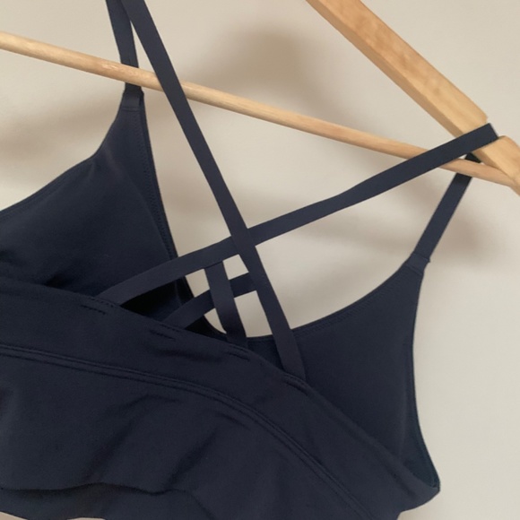 aerie OFFLINE Real Me Strappy Back Sports Bra - Size M, Steel Blue - Picture 8 of 11